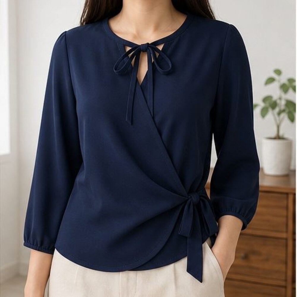 Navy Tunic Blouse - Picture 2 of 6